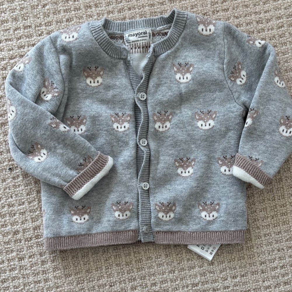 Mayoral Kids Gray and Brown Deer Sweater